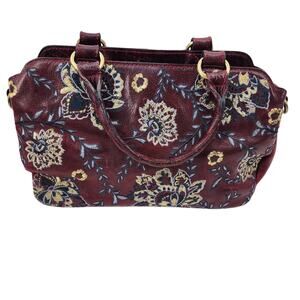 Patricia Nash Angelin Red Embroidered Floral Design Leather Purse Handbag